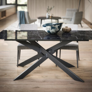 Maxxi Dining Table bespoke furniture SOUL, Dublin. Beautiful cermic top and pedestal leg dining table. Dublin