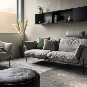 Retro Style Sofa in grey tones. Luxury Design Furniture Dublin