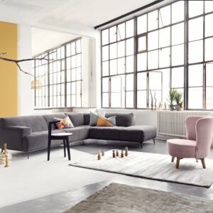Rocco Sofa, impresive sofa corner, modern design in grey faabric. Scandinavian design from SOUL, Furniture Dubl;in near me.