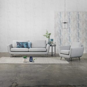Smile sofa 3seater beautiful looks in light grey fabric. Also available as armchair. Create your style with SOUL Furniture, Dublin