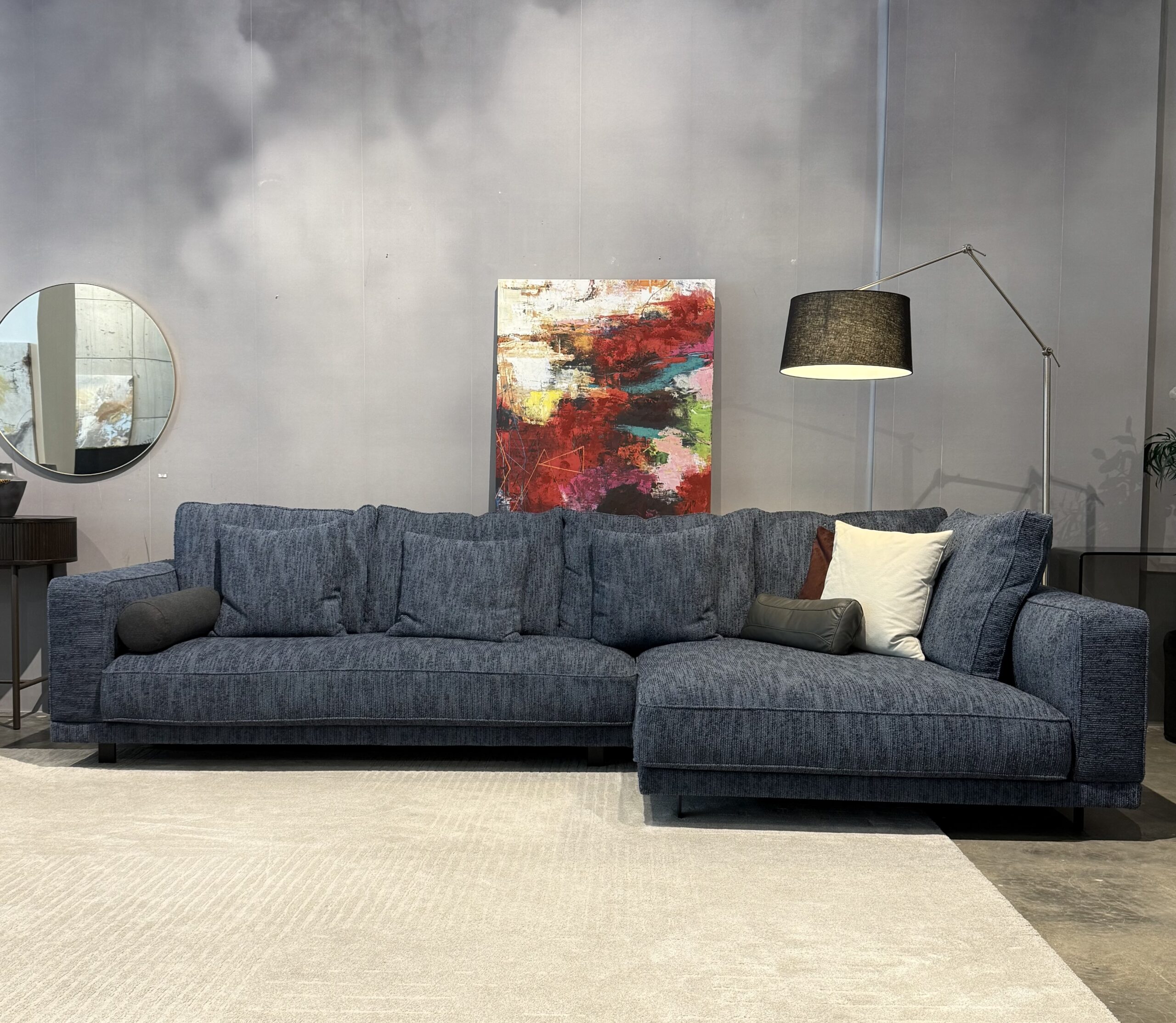 Beautiful corner sofa , loungy feeling in blue knitted fabrick. SOUL Furniture, sale items, Dublin