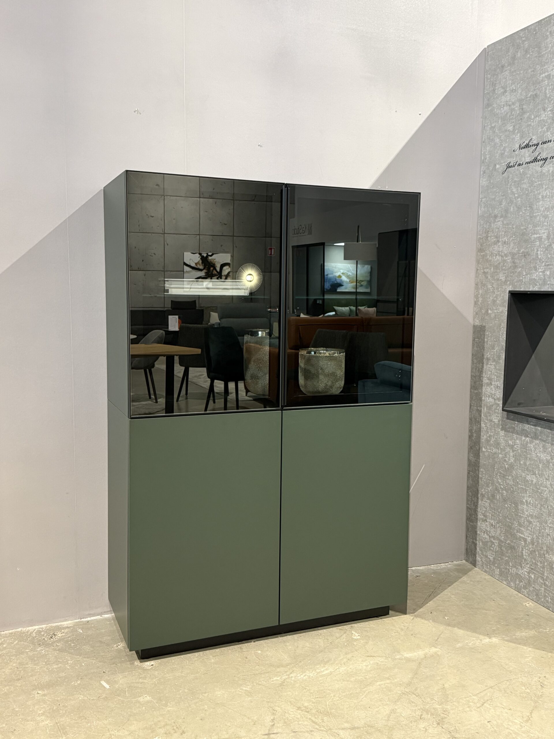 Dark green with smoke glass display cabinet from SOUL Furniture, sale item