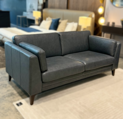 Beautiful dark blue leather Avignon Sofa in clearance price from SOUL Furniture Sale , Dublin